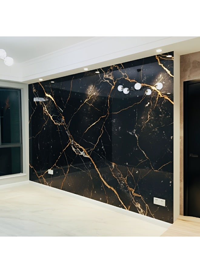 ALMiHomi Gold Vein Marble Contact Paper Peel and Stick Wallpaper 40×500cm – Self Adhesive Thick Marble Vinyl Roll, Waterproof & Oil-Proof Wall Paper for Kitchen Countertop, Table, Cabinet & Wall Decor - Image 2